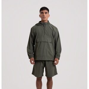 Eastern Mountain Sports Mens Windbreaker 1/2 Snap Front Pouch Jacket Vtg small